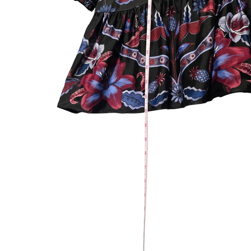 FARM Rio Marcelle Floral Mini Dress XL Black Boho Long Sleeve V Neck NWT - Picture 10 of 16